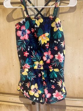 Abercrombie Kids Navy Tube Top Romper with Bright Hawaiin Accents